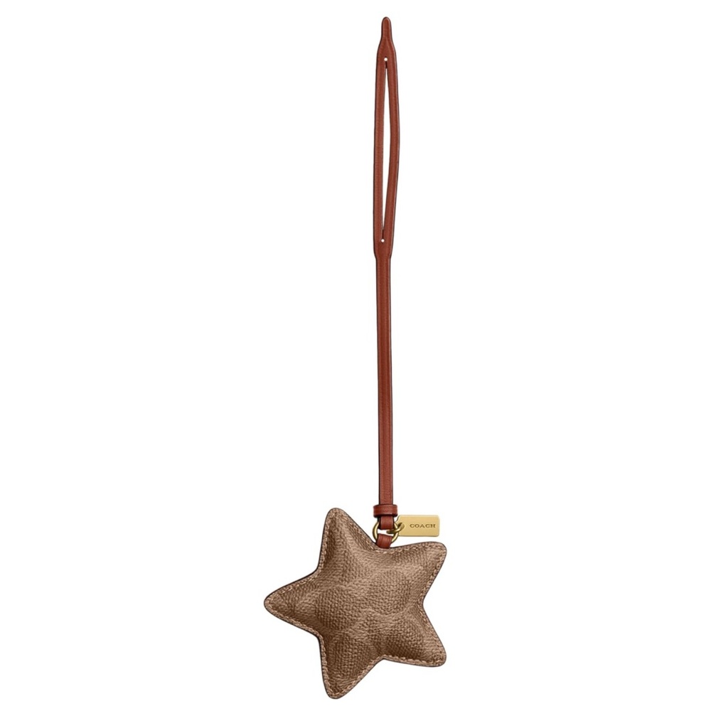 Coach Puffy Star Bag Charm in Brown Signature Leather - New